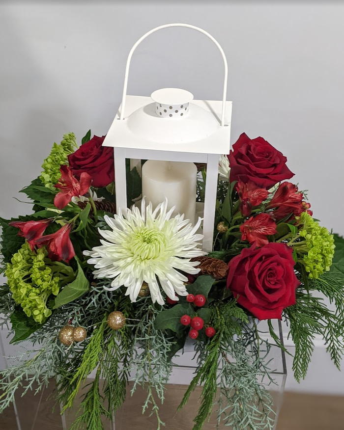 Winter Lantern Candle Centerpiece:  Holiday Lantern & Candle Centerpiece – “Guiding Light Noël
