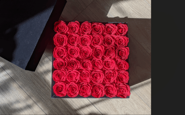 Large Square Eternity Roses Intense Velvet Box